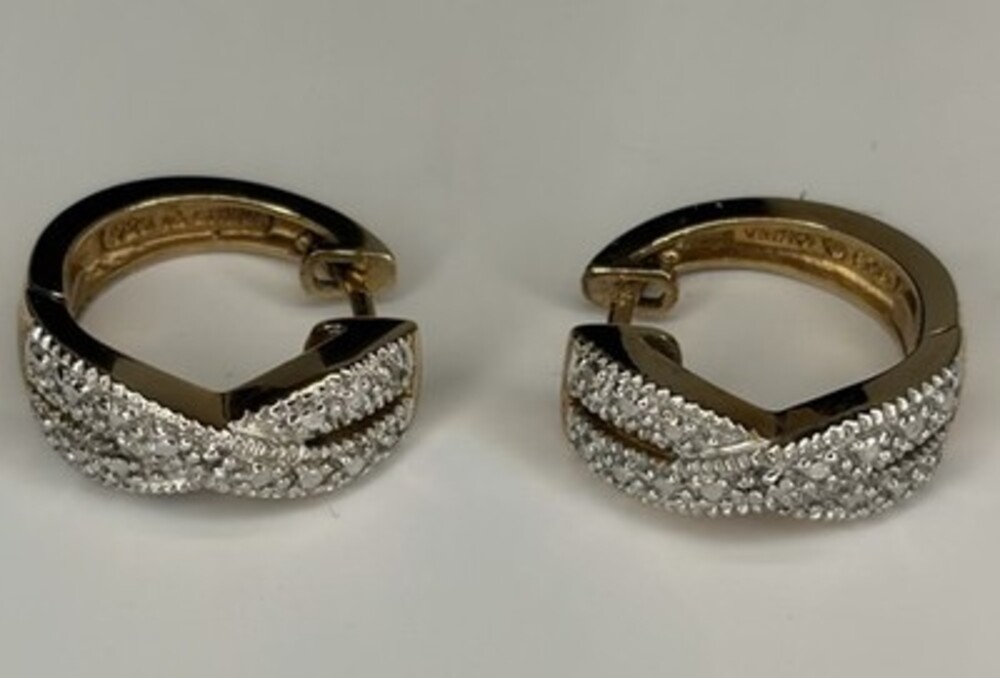 Vintage 925 Gold Vermeil X Shaped Intertwined Huggie Earrings